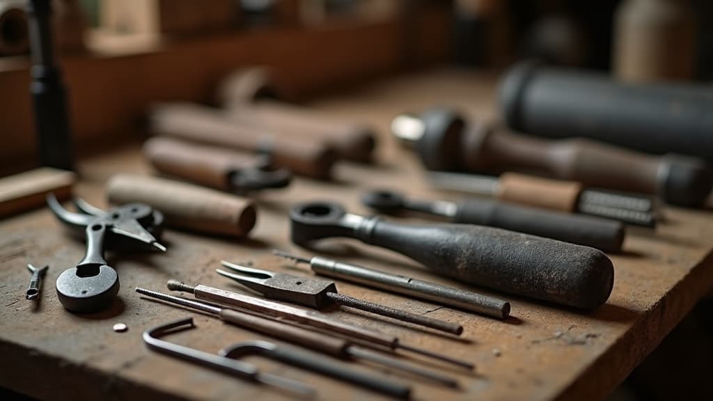 Professional repair tools in sharp focus on a GameReady workbench